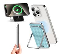 LUCKYDUO Batterie Externe,avec Porte Carte Support Pliable,5000mAh Mini Power Bank Magnétique sans Fil, Slim Chargeur Portable Induction Compatible avec iPhone 16/15/14/13 Séries