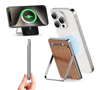 LUCKYDUO Batterie externe ultra fine avec support Mag-safe et support pliable, 5 000 mAh, batterie externe ultra fine avec support de téléphone portable, batterie externe compacte sans fil, compatible