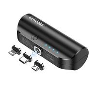 LUCKYDUO Mini Batterie Externe 5000mAh, 3 en 1 Magnétique Chargeur Portable Compact de, Petite Magnétique sans Fil Power Bank avec iPhone/USB C/Micro USB A/Compatible avec iPhone/Samsung/Huawei