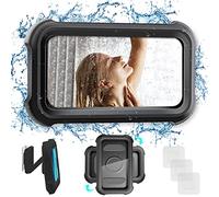 LUCKYDUO Support de téléphone Portable pour Douche, Support Mural pour téléphone Portable, étanche IPX7, Support de Douche réglable à 480° pour Salle de Bain/Cuisine, écran HD, Support de téléphone