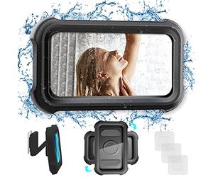 LUCKYDUO Support de téléphone Portable pour Douche, Support Mural pour téléphone Portable, étanche IPX7, Support de Douche réglable à 480° pour Salle de Bain/Cuisine, écran HD, Support de téléphone