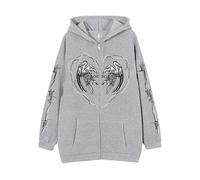 LuckyGGT Sweat à Capuche à Fermeture éclair, Mode Streetwear Hip hop, imprimé Aigle en Fil de Fer en Forme de cœur, Unisexe