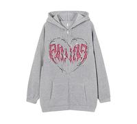 LuckyGGT Sweat à Capuche à Fermeture éclair, Mode Streetwear Hip hop, imprimé Aigle en Fil de Fer en Forme de cœur, Unisexe