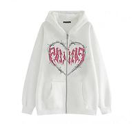 LuckyGGT Sweat à Capuche à Fermeture éclair, Mode Streetwear Hip hop, imprimé Aigle en Fil de Fer en Forme de cœur, Unisexe