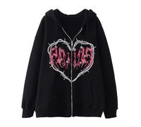 LuckyGGT Sweat à Capuche à Fermeture éclair, Mode Streetwear Hip hop, imprimé Aigle en Fil de Fer en Forme de cœur, Unisexe