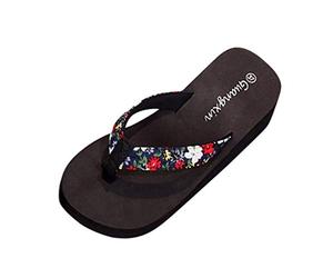LuckyGirls Femmes Dames Mode été Fleurs Pantoufles de Style bohème Sandales de Plage Chaussures