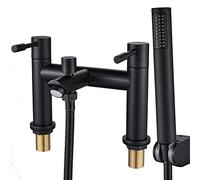 Luckyhome Mitigeur de baignoire douche double levier en laiton massif chromé avec douchette, noir