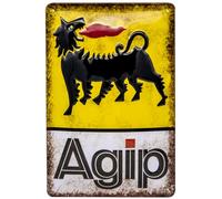 LUCKYLINDE Plaque en métal gaufré adaptée pour les amateurs d'AGIP, atelier, garage, station d'essence, voiture ancienne, 20 x 30 cm (AGIP)