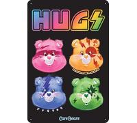 LUCKYLINDE Plaque en tôle adaptée pour les fans de Bisounours - Années 80 Dessin animé Hab-Dich-Lieb Bärchis - Care Bears Plaque rétro TV Série TV 14 x 20 cm (Hugs)