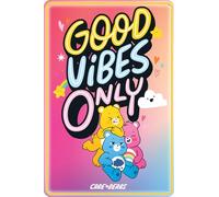 LUCKYLINDE Plaque en tôle adaptée pour les fans de Bisounours - Années 80 Dessin animé Hab-Dich-Lieb Bärchis - Care Bears Plaque rétro TV Série TV 14 x 20 cm (Good Vibes)