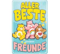 LUCKYLINDE Plaque en tôle adaptée pour les fans de Bisounours - Années 80 Dessin animé Hab-Dich-Lieb Bärchis - Care Bears Plaque rétro TV série TV 20 x 30 cm (tous les meilleurs amis)