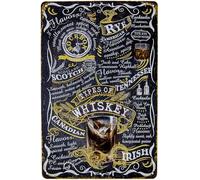 LUCKYLINDE Plaque en tôle de 30 x 20 cm - Pour bar, restaurant, pub, cave de fête - Tableau à cocktail - Guide du whisky (noir)