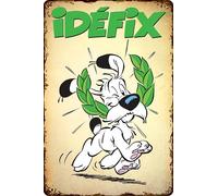 LUCKYLINDE - Plaque en tôle rétro ASTERIX et OBELIX, série culte de bande dessinée française, plaque décorative, 14 x 20 cm (Idefix)