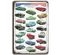 LUCKYLINDE - Plaque murale rétro vintage historique adaptée pour les voitures anciennes américaines, 30 x 20 cm (voitures des années 50)