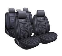 LUCKYMAN CLUB 5 Housses de siège de Voiture avec Cuir imperméable Universel pour berline SUV Camion Compatible avec la Plupart des Hyundai Kia Honda Mazda Chevy (Noir Complet)