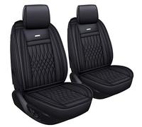 LUCKYMAN CLUB Lot de 2 housses de siège avant de voiture avec simili cuir imperméable universel pour berline SUV camion compatible avec la plupart des chevy Hyundai Kia Honda Mazda (noir)