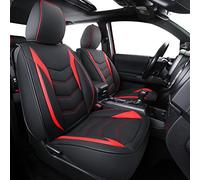 LUCKYMAN CLUB M9 Tacoma Ensemble complet de housses de siège Tacoma SR SR5 TRD Sport TRD tout-terrain 2005-2022 avec garnitures pré-coureurs tout-terrain en cuir synthétique imperméable (ensemble complet, noir-rouge)