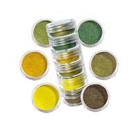 Luckymica Poudre de Mica, Lot de 6 Couleurs pour Résine Époxy, Set de 6 Pots de Pigments Portables pour DIY, Savon, Bougies, Nail Art et Loisirs Créatifs - Moss Dew