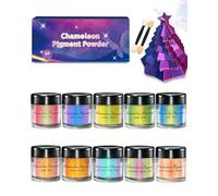 Luckymica Poudre Mica Caméléon - 10 × 3 g Pigments à Effet Color Shift pour Résine Époxy, Poudre Chromée Haute Intensité pour Tumbler, Peinture, Ongles et DIY