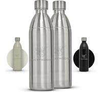 Luckymoose Infinity Lot de 2 bouteilles 1,1L en acier inoxydable compatible avec machine a soda et eau gazeuse SodaStream DUO & TERRA - Écologique, incassable et lavable au lave-vaisselle