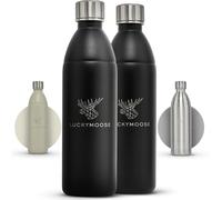 Luckymoose Infinity Lot de 2 bouteilles 1,1L en acier inoxydable compatible avec machine a soda et eau gazeuse SodaStream DUO & TERRA - Écologique, incassable et lavable au lave-vaisselle