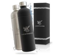 Luckymoose Infinity Lot de 2 Bouteilles en Inox machine a gazeifier l'eau 1,25L argent&noir - Compatibles avec la série LM Infinity, Aarke Carbonator 3 et Brita SodaOne - Écologique & incassable