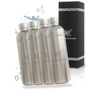 Luckymoose Infinity Lot de 4 Bouteilles en Inox machine a gazeifier l'eau 1,25L argent - Compatibles avec la série LM Infinity, Aarke Carbonator 3 et Brita SodaOne - Écologique & incassable