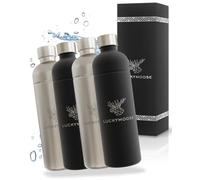 Luckymoose Infinity Lot de 4 Bouteilles en Inox machine a gazeifier l'eau 1,25L argent&noir - Compatibles avec la série LM Infinity, Aarke Carbonator 3 et Brita SodaOne - Écologique & incassable