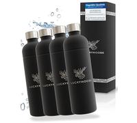 Luckymoose Infinity Lot de 4 Bouteilles en Inox machine a gazeifier l'eau 1,25L noir - Compatibles avec la série LM Infinity, Aarke Carbonator 3 et Brita SodaOne - Écologique & incassable
