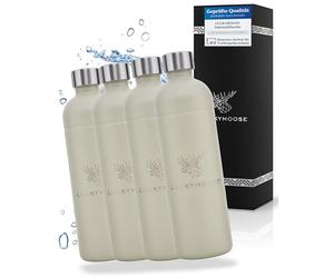Luckymoose Infinity Lot de 4 Bouteilles en Inox machine a gazeifier l'eau 1,25L sand - Compatibles avec la série LM Infinity, Aarke Carbonator 3 et Brita SodaOne - Écologique & incassable