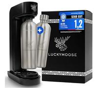 Luckymoose Infinity Machine à eau pétillante & Soda streaming machine - Set 2 Bouteilles Inox 1,25L - Gazéificateur d'eau Maison & Cuisine, Design Compact & Solide Compatible Cylindre CO2 Bleu
