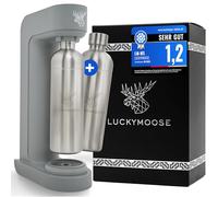 Luckymoose Infinity Machine à eau pétillante & Soda streaming machine - Set 2 Bouteilles Inox 1,25L - Gazéificateur d'eau Maison & Cuisine, Design Compact & Solide Compatible Cylindre CO2 Bleu