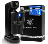 Luckymoose Infinity Machine à eau pétillante & Soda streaming machine - Set 2 Bouteilles Inox 1,25L - Gazéificateur d'eau Maison & Cuisine, Design Compact & Solide Compatible Cylindre CO2 Bleu