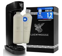 Luckymoose Infinity Machine à eau pétillante & Soda streaming machine - Set 2 Bouteilles Inox 1,25L - Gazéificateur d'eau Maison & Cuisine, Design Compact & Solide Compatible Cylindre CO2 Bleu
