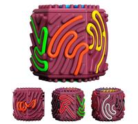 Luckynono Jouet Sensoriel 3D en Silicone Anti-Stress - Tableau d'Activités avec 10 Fils pour Développer la Motricité Fine et la Coordination - Enfants et Adultes (Rouge)