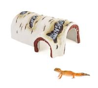 LuckyOpt Cachette pour reptile, 12,7 cm en PVC réaliste style écorce, maison et habitats naturels pour lézards, geckos, hamsters nains, crabes ermites (blanc)