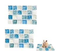 LuckyOpt Crystal Lot de 2 tapis de refroidissement pour hamster, petit animal de compagnie, modèle de craquelure de glace, convient pour hamster nain, gros rat (bleu clair)
