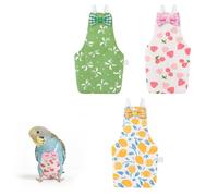 LuckyOpt Lot de 3 couches pour oiseau, légères, réutilisables, lavables, avec sangles élastiques, pour perroquet, paracéet, empêche les fuites de cacahuètes et le pecking de plumes (Bow+Citron+Cerise