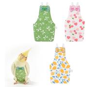 LuckyOpt Lot de 3 couches pour oiseau, légères, réutilisables, lavables, avec sangles élastiques, pour perroquet, paracéet, empêche les fuites de cacahuètes et le pecking de plumes (Bow+Citron+Cerise