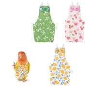LuckyOpt Lot de 3 couches pour oiseau, légères, réutilisables, lavables, avec sangles élastiques, pour perroquet, paracéet, empêche les fuites de cacahuètes et le pecking de plumes (Bow+Citron+Cerise