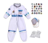 Luckyou Deguisement Astronaute Enfant avec Astronaute Casque 50pcs Autocollants Astronautes pour Garçon Fille Anniversaire Halloween Carnival Costume Astronaute Cosplay,XL
