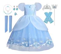Luckyou Robe Princesse Fille Déguisement Princesse Enfant avec Accessoires Costume Carnaval Enfant Fille pour Halloween Carnaval NoëL Cosplay 3-10 Ans-150