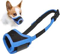 LUCKYPAW Muselière anti-morsure et mastication pour chien avec tissu doux en maille confortable et sangle réglable, convient pour les chiens de petite, moyenne et grande taille (bordure bleue, taille
