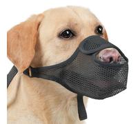 LUCKYPAW Muselière pour chiens de petite, moyenne et grande taille, muselière en maille brevetée pour éviter de mordre et mâcher, protège-dents doux avec ouverture avant pour boire des halettes, noir
