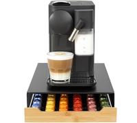 LuckySense Porte-capsules de café pour 60 capsules Nespresso | Support de capsules avec tiroirs | Rangement de capsules de café | Distributeur de capsules | Coffee Station | Noir avec bois