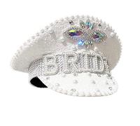 Luckystardom Chapeau de mariée en diamant personnalisé - Accessoires de fête d'enterrement de vie de jeune fille, jeux, accessoires de photomaton pour les tribus de mariée, les fêtes de piscine et les