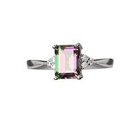 Luckywaqng Bague de fiançailles pour femme en argent sterling 925 - Arc-en-ciel - 3 couleurs - Support d'entraînement, 9, Métal, Aucune pierre précieuse