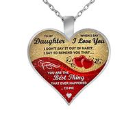 Luckywaqng Cadeau cœur cœur bijoux mon collier Mind to Day You Talks Mémorial de ma mère Mind Colliers Pendentif Menottes Collier (E, taille unique)