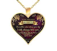 Luckywaqng Cadeau en forme de cœur avec pendentif « Mon collier « Mind to Day You Talks » Mémorial de ma mère Mind Colliers Pendentif Menottes Collier (H, taille unique)