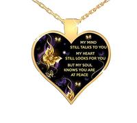 Luckywaqng Cadeau en forme de cœur avec pendentif « Mon collier Mind to Day You Talks Memorial de ma mère Mind » Colliers Pendentif Menottes Collier (D, taille unique)